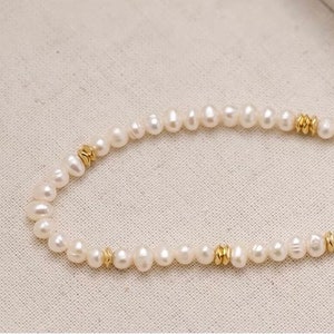 Delicate Freshwater Pearl Necklace, Pearl choker necklace, White Pearl Necklace , Modern Pearl Choker Necklace image 5