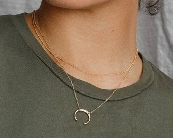 Gold Moon Necklace, Crescent moon necklace, dainty thin moon necklace, birthday, wedding, bridesmaid gift, 2B
