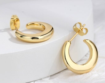 Dainty Gold Hoop, Simple Gold Hoop, Delicate Gold Hoop, minimalistische gouden huggie oorbellen