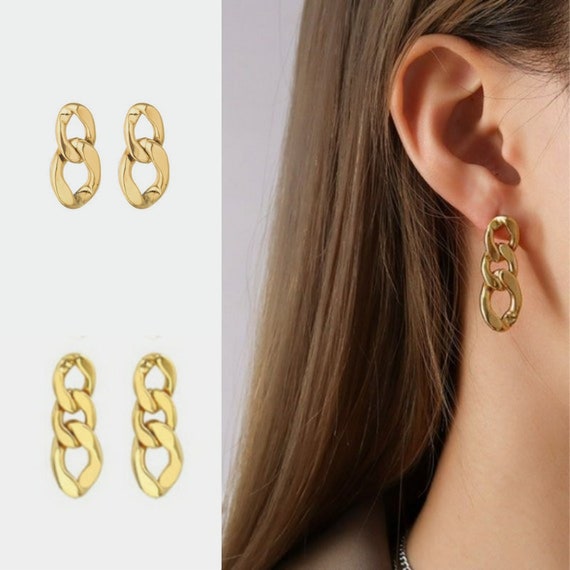 Gold chain link best sale earrings