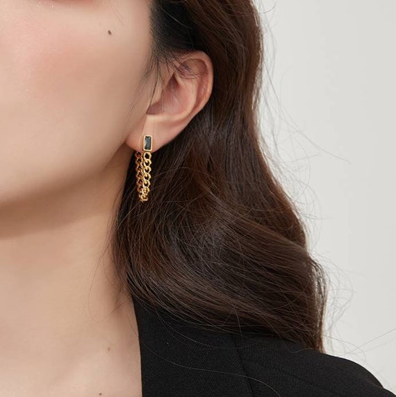 Stone chain earrings online