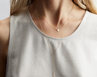 Dainty Gold Y Necklace, delicate gold bar Lariat Necklace, adjustable Gold Y-Necklace, Gold Dangle Drop bar Necklace, 1B