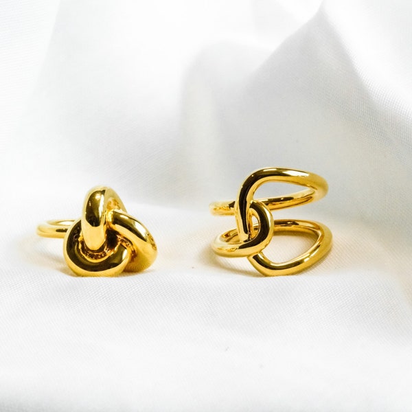 Interlock Gold Knoten Ring, Statement Goldring, Eternity Ring, perfektes Geschenk für Sie,