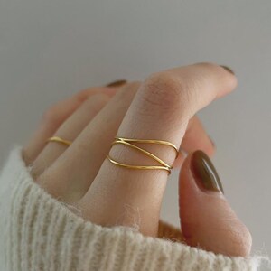 Thin Multi-band Gold Ring, Dainty Wrapped Ring , Spiral Ring, Dainty gold ring, Gift for her,  5A