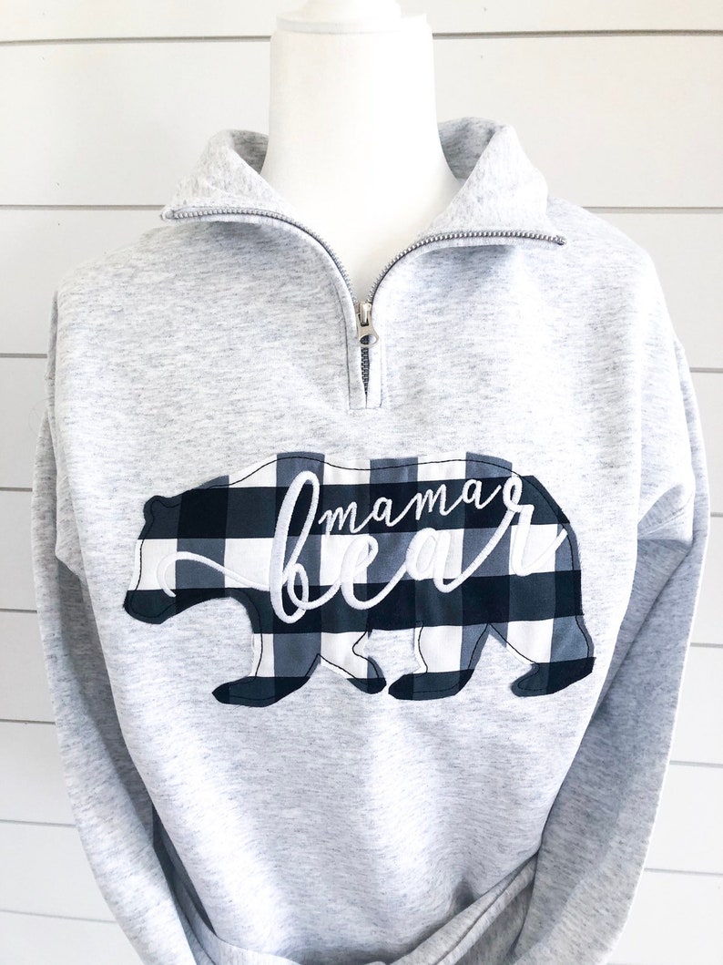 Mama Bear Sweatshirt Mom Life Sweatshirt Mama Bear Shirt Mama Bear Buffalo Plaid Zip Sweatshirt Red Buffalo Plaid Mama Bear Shirt