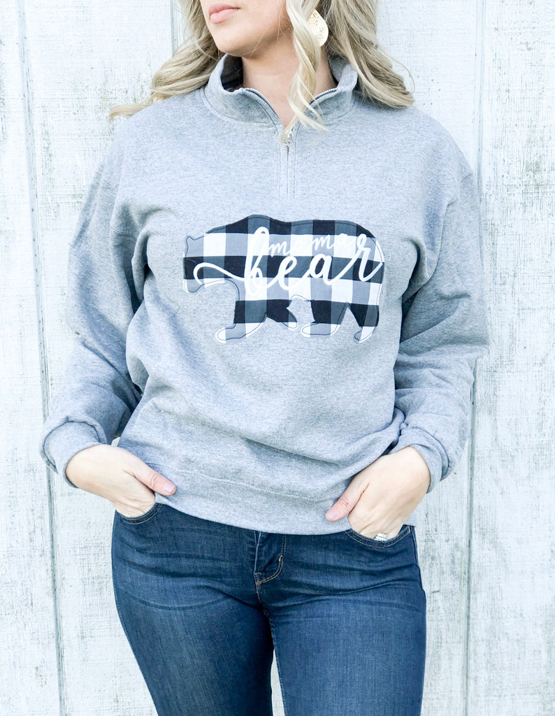Mama Bear Sweatshirt Mom Life Sweatshirt Mama Bear Shirt Mama Bear Buffalo Plaid Zip Sweatshirt Red Buffalo Plaid Mama Bear Shirt