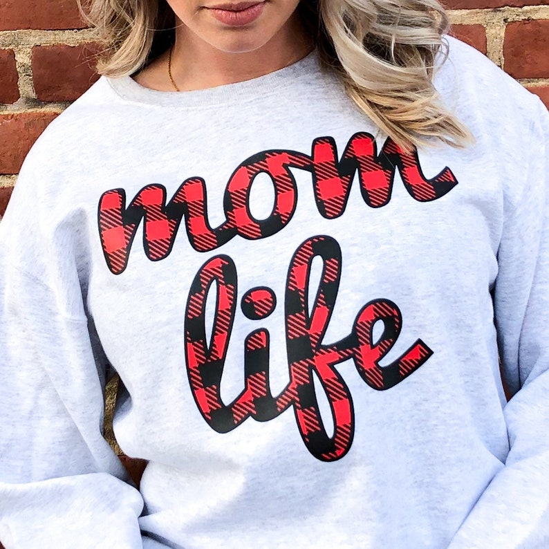 Buffalo Plaid Mom Life Sweatshirt Mom Life Sweat Red Plaid | Etsy