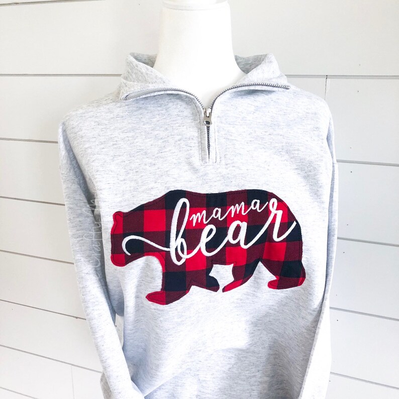 Mama Bear Sweatshirt Mom Life Sweatshirt Mama Bear Shirt Mama Bear Buffalo Plaid Zip Sweatshirt Red Buffalo Plaid Mama Bear Shirt