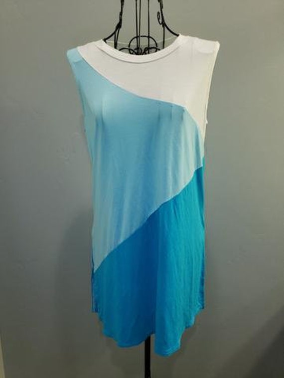Blue Color Block Sleeveless Tunic