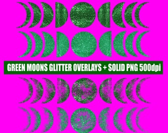 Green Moon Phases Overlays und Solid Glitter png Downloads für kommerzielle Nutzung