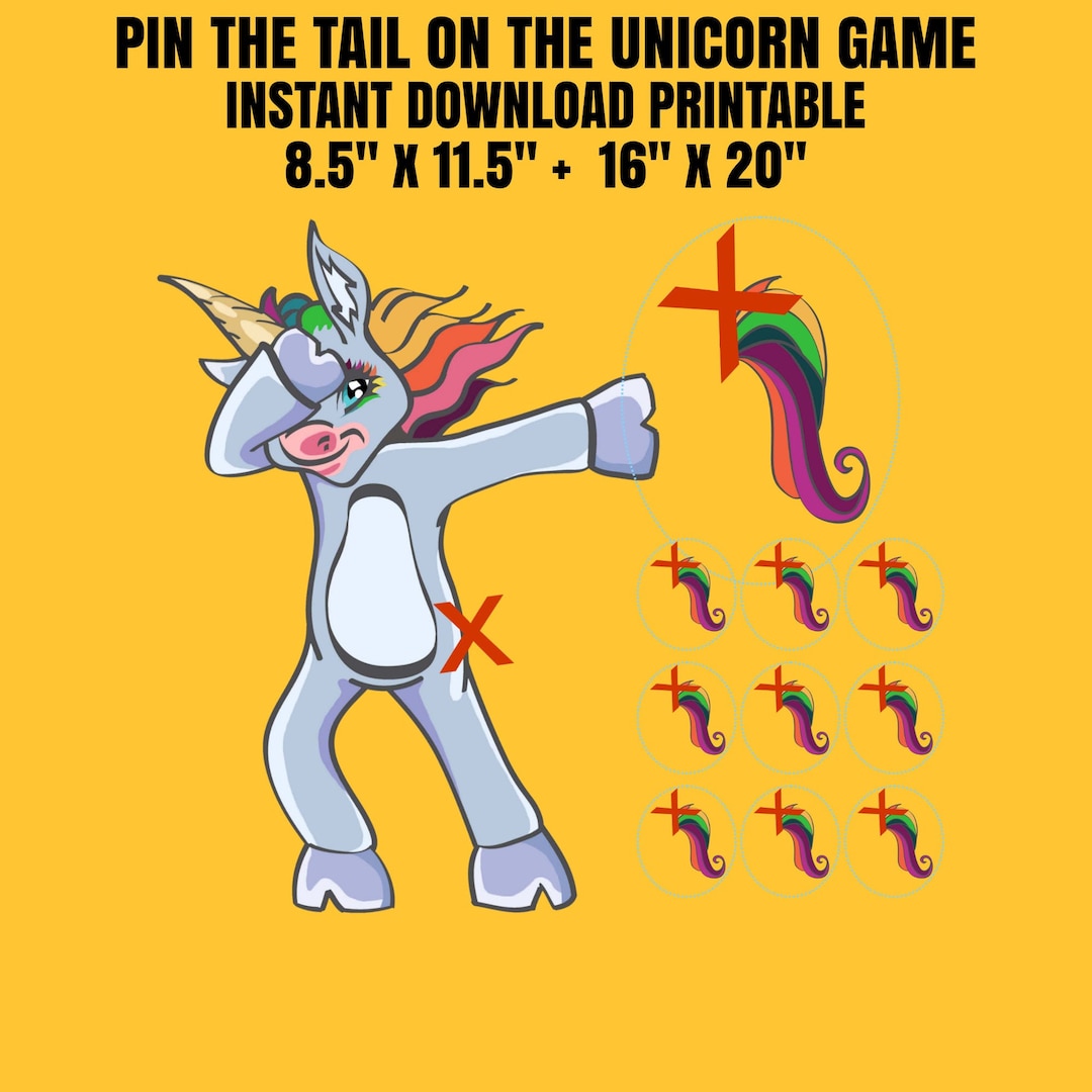 Pin the Tail on the Unicorn Dabbing Colorful Printable Instant Download ...