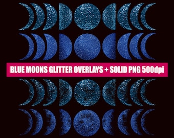 Blue Moon Phases Overlays und Solid Glitter png Downloads für die kommerzielle Nutzung