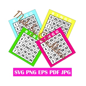 Cartelle del Bingo in formato PDF e SVG stampabili, file di taglio separati e insieme, file di stampa commerciale e 32 cartelle per giocare a Bingo a casa