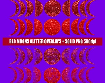 Weihnachten Rote Glitzer MondPhasen Overlays Valentinstag und Solid Glitter png Downloads für kommerzielle Nutzung