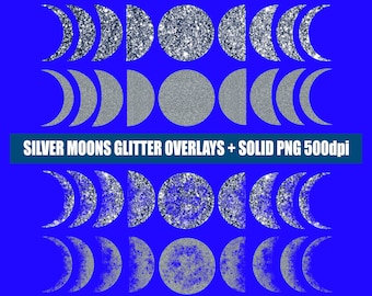 Silber Mondphasen Overlays und Massive Glitzer png Downloads für kommerzielle Nutzung