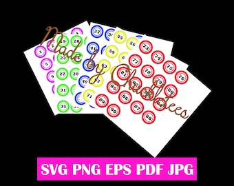 Bingo SVGs Numbers 1-90 of Bingo Numbers - SVG cutting file + Printing - Commercial Use