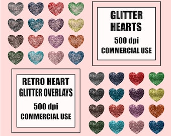 Herzen Overlays und Feste Herzen Set Glitter png Downloads für kommerzielle Nutzung