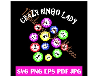 Crazy Bingo Lady SVG zum Schneiden und Drucken Persönlicher Gebrauch erlaubt