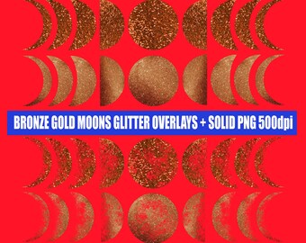 Bronze Gold MondPhasen Overlays und Solid Glitter png Downloads für kommerzielle Nutzung