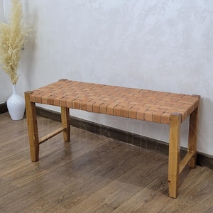 Moroccan bench with leather