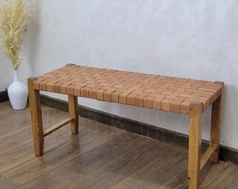 Moroccan bench with leather