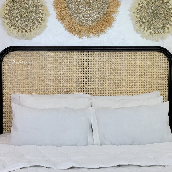 Rattan wood headboard, bedroom wall decore over the bed, bedrom decor, black headboard rattan, leather headboard, high quality