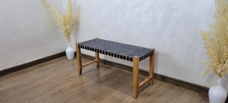 Moroccan wooden bench, Handmade storage bench, shoe bench, entryway bench,boho bench, Natural stool, moroccan decor.