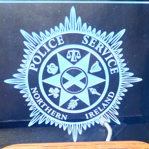 Police Service of Northern Ireland Badge Acrylic lighted plaque. Police Badge, Personalized  Police Service of Northern Ireland Badge