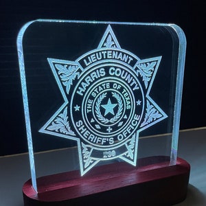 Personalized Harris County Texas Sheriff Badge, Lighted Plaque