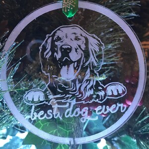Golden Retriever Christmas Ornament, Custom Engraved Peeking Dog,