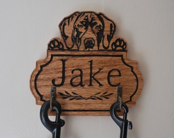 Personalized German Shorthaired Pointer Leash Holder,  Dog Leash Hanger, Wood Dog Leash Hanger, Dog Leash Storage, Hook