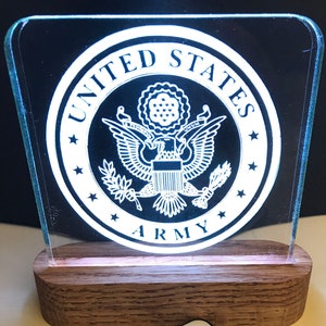 US Army Emblem lighted plaque, US Army Emblem lighted sign.