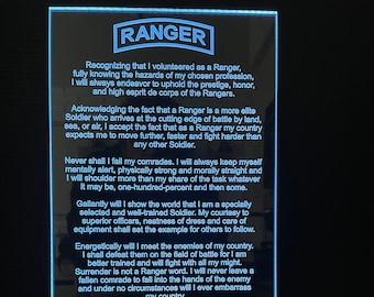 Ranger Creed lighted Plaque, U.S. Army Ranger Creed Plaque
