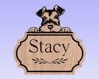 Schnauzer Dog Breed Leash Hook Leash collar storage hanger Custom Made Add Dog Name \u00a9Dan Morris Artwork by Dan Morris Personalize