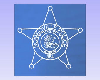 Romeoville Illinois Police badge Acrylic lighted plaque, Illinois Police, Police gift
