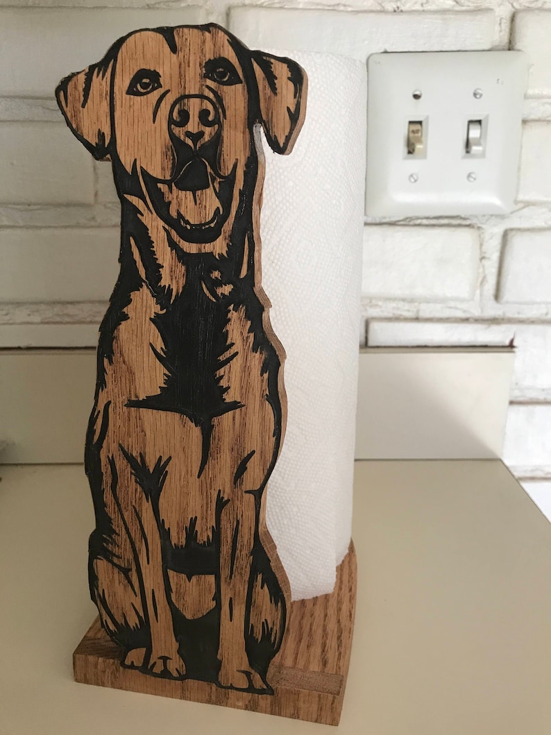 Labrador Paper Towel Holder Wood Standing Paper Towel or Etsy