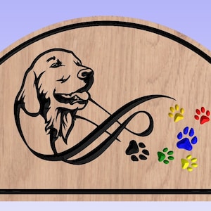 Golden Retriever Serviettenhalter, Holzserviettenhalter auf massiver Eiche graviert