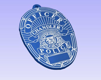 Personalized Chandler AZ Police Badge Christmas Ornament: Engraved Acrylic Keepsake