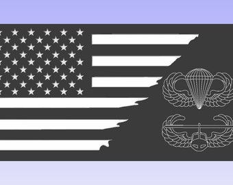 US Army Parachutist and Air Assault Badge Flag, Rustic Burnt Wood American Flag, Army Burnt wood flag.