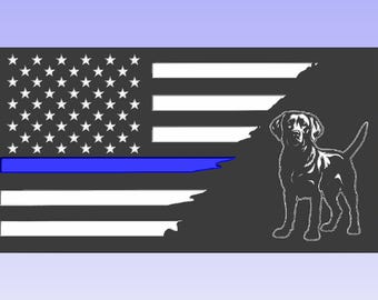 K9 Black Lab Rustic Burnt Wood American Flag, Blue Line Flag, Thin Blue Line Flag, K9, Police Flag
