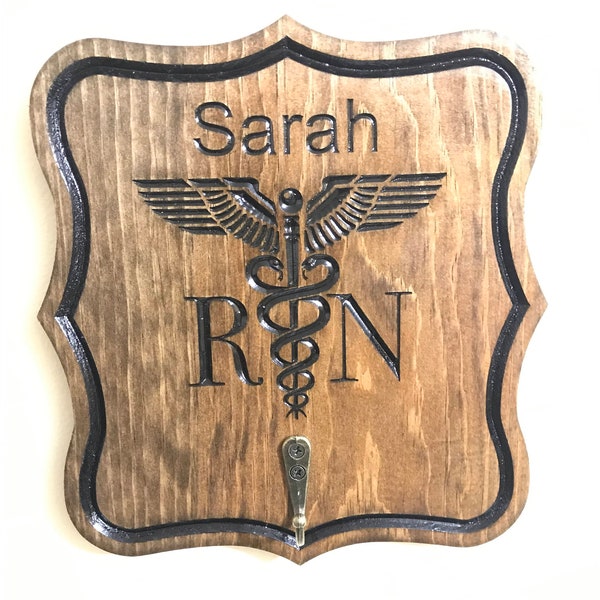 Registered Nurse  Stethoscope hook plaque, RN Gift, RN caduceus, Nurse graduation Gift