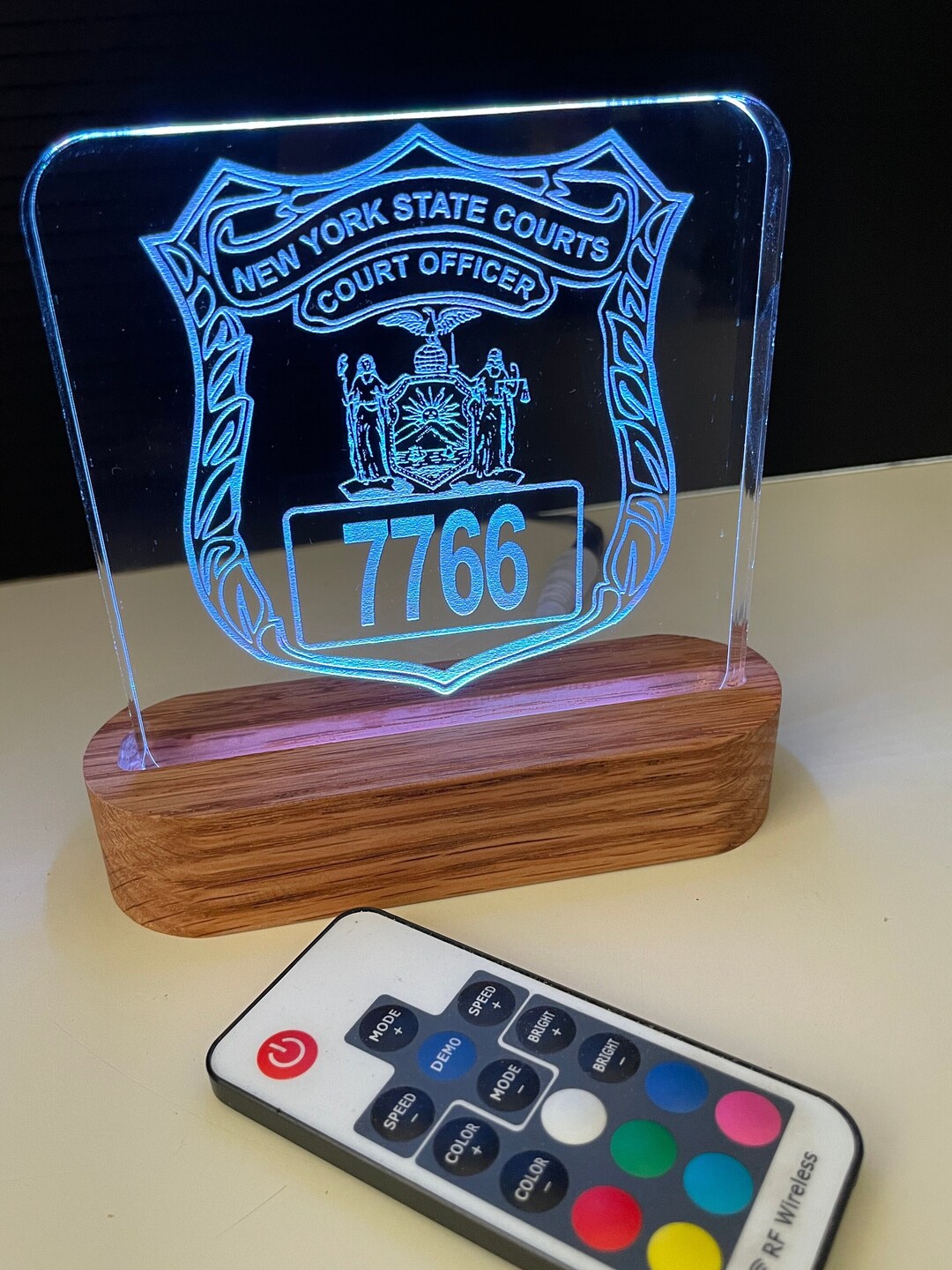 New York State Courts Officer Badge Acrylic Lighted Plaque. Police