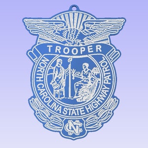 North Carolina State Highway Patrol  Badge Ornament, Clear Acrylic Glass Ornament,  Police Badge Ornament