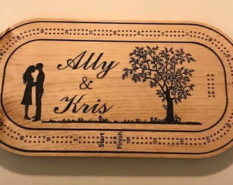 Custom Cribbage Board, Personalized Cribbage Board,Solid Wood Cribbage,Wedding Gift, Anniversary Gift, Cottage Sign