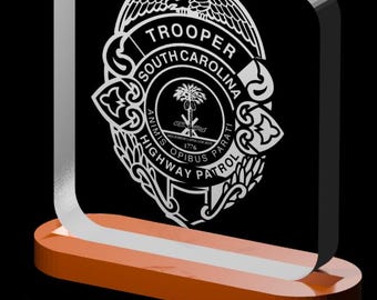 Personalized SCHP Badge Lighted Plaque - South Carolina Highway Patrol Police Gift