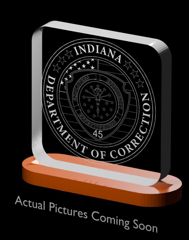インディアナ州矯正局 アクリル製ライトアッププレート。警察バッジ