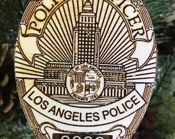 Personalized LAPD Police Badge Ornament, Gift for LAPD Police Officer, Police Badge Ornament