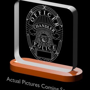 Chandler AZ Police Badge LED Lighted Plaque – Custom Law Enforcement Gift, Retirement, Officer Decor,  Personalized Police Lighted Plaque