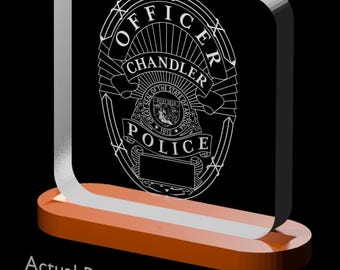 Chandler AZ Police Badge LED Plaque: Custom Law Enforcement Retirement Gift