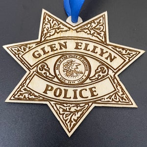 Glen Ellyn Illinois Police badge Ornament, Police badge Ornament